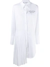 OFF-WHITE POPELINE PLISSE SHIRT DRESS WHITE BLACK