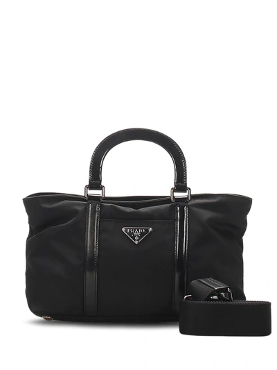 Pre-owned Prada Triangle Logo Two-way Bag In Black