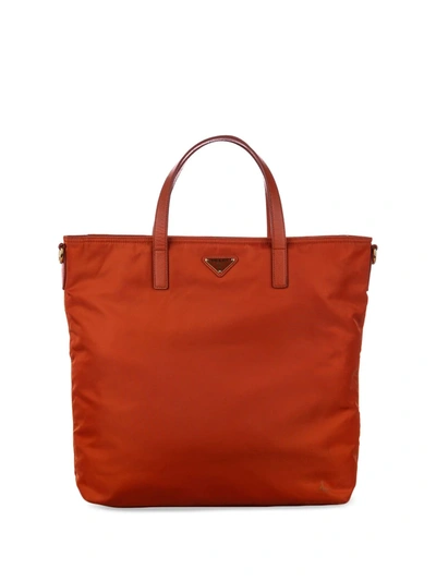 Pre-owned Prada Triangle Logo Two-way Bag In Orange