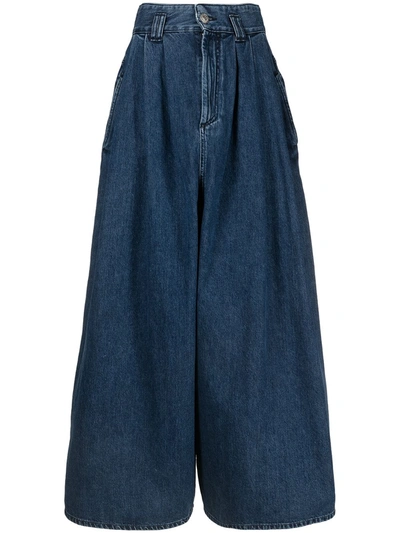 Isabel Marant Wide-leg Cropped Jeans In Navy