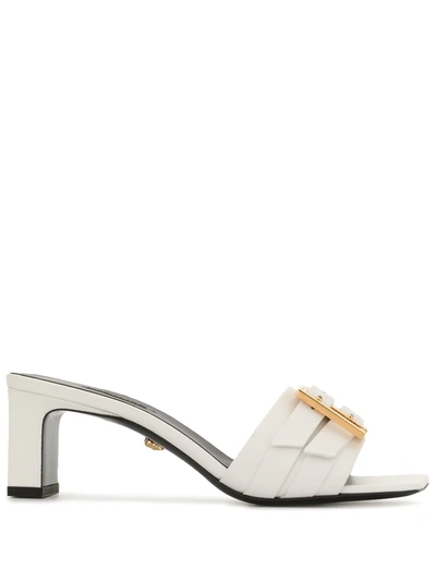 Versace Meander Slide Sandals In White