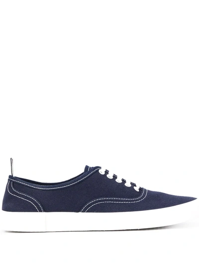 Thom Browne Navy Heritage Vulcanized Sneakers In Black