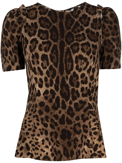 Dolce & Gabbana Leopard-print Top In Beige