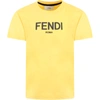 FENDI YELLOW DRESS FOR KIDS WITH LOGO,11667096