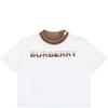 BURBERRY WHITE T-SHIRT FOR BABYKIDS WITH LOGO,11667030