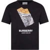 BURBERRY BLACK T-SHIRT FOR KIDS WITH LOGO,8036902