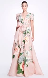MARCHESA WOMEN'S FLORAL-EMBROIDERED SILK GOWN