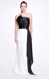 MARCHESA WOMEN'S DRAPED TWO-TONE SATIN STRAPLESS GOWN