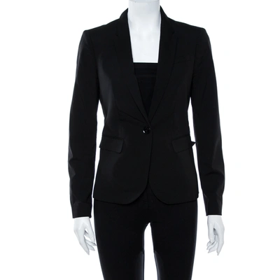 Pre-owned Burberry Black Wool Single Button Tailored Blazer S