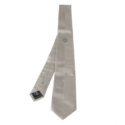 Pre-owned Giorgio Armani Grey Micro Rib Silk Tie