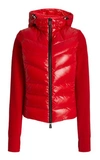 Moncler Technical Hooded Lined Fleece Zip-up Sweatshirt In Red