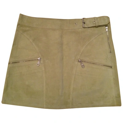 Pre-owned Stefanel Leather Mini Skirt In Green