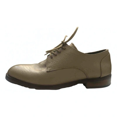 Pre-owned Stefanel Leather Lace Ups In Beige