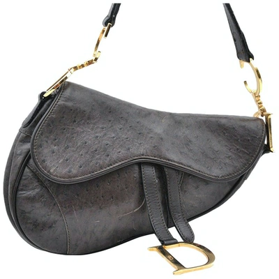Pre-owned Dior Saddle Brown Ostrich Handbag