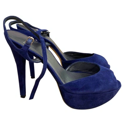 Pre-owned Stuart Weitzman Velvet Sandals In Blue