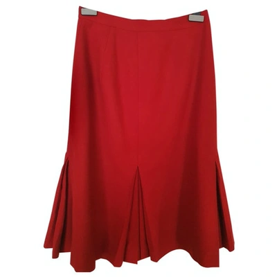 Pre-owned Loewe Wool Mid-length Skirt In Red