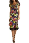 DOLCE & GABBANA LACE-TRIMMED FLORAL-PRINT SILK-BLEND CREPE DRESS,3074457345624368787