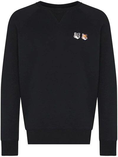 Maison Kitsuné Fox Head Cotton Sweatshirt In Charcoal Grey