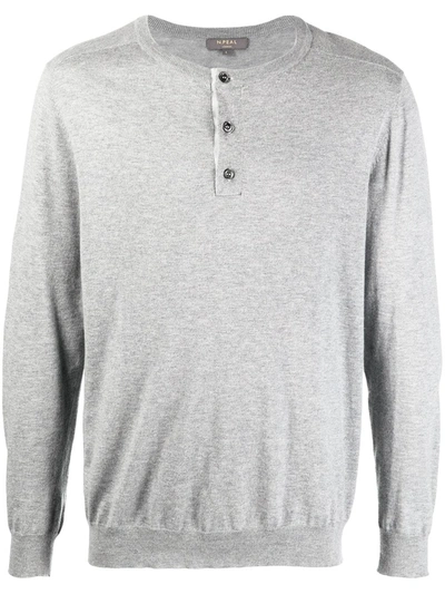 N•peal Crew Neck Henley Sweater In Grey