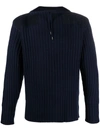 N•peal Drawstring-neck Ribbed Sweater In Blue