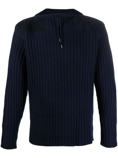 N•peal Drawstring-neck Ribbed Sweater In Blue
