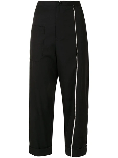 Y's Seam-detail Cropped Trousers In Black