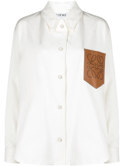 Loewe Logo-patch Shirt Jacket In White
