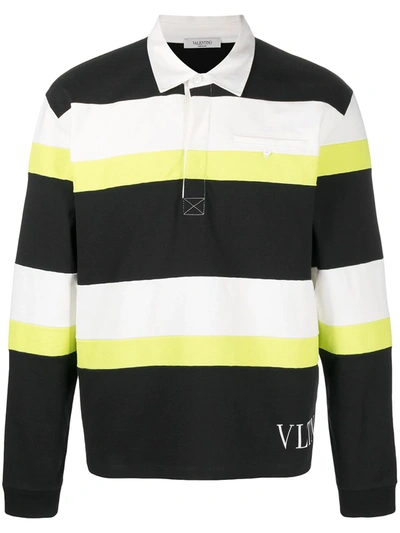 Valentino Striped Polo Shirt In White