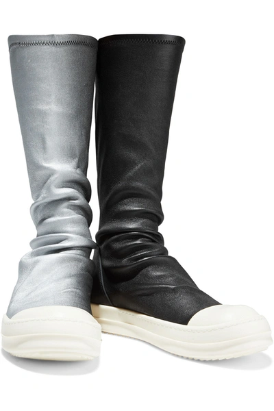 Rick Owens Dégradé Stretch-leather Sock Boots In Black | ModeSens