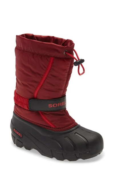 Sorel Kids' Flurry Weather Resistant Snow Boot In Red Jasper/ Mountain Red