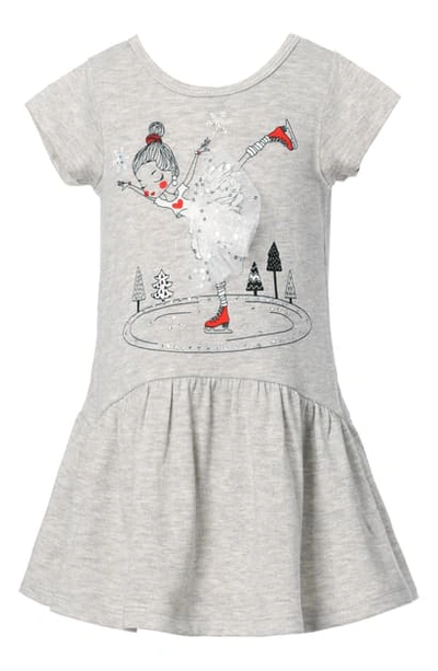Truly Me Kids' Figure Skater Graphic Dress In Heather Gray