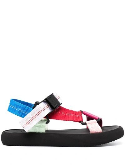 Off-white Canvas And Leather Trekking Sandals In Red