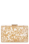 Olga Berg Carmella Metallic Foil Box Clutch In Gold
