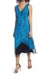 JS COLLECTIONS LEAF & VINE EMBROIDERED MIDI DRESS,8612439