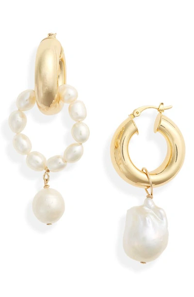 Aliou Ios & Rho Genuine Pearl Mismatched Earrings
