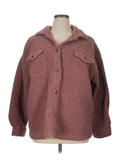 Pre-owned 32 Degrees Faux Fur Jacket In Burgundy