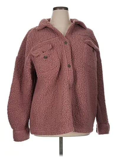 Pre-owned 32 Degrees Faux Fur Jacket In Burgundy