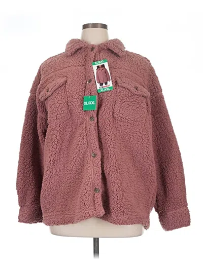 32 Degrees Faux Fur Jacket In Burgundy