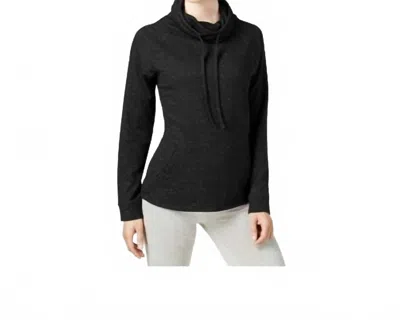 32 Degrees Funnel Neck Fleece Top In Black