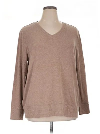 Pre-owned 32 Degrees Long Sleeve Top Brown V-neck Tops