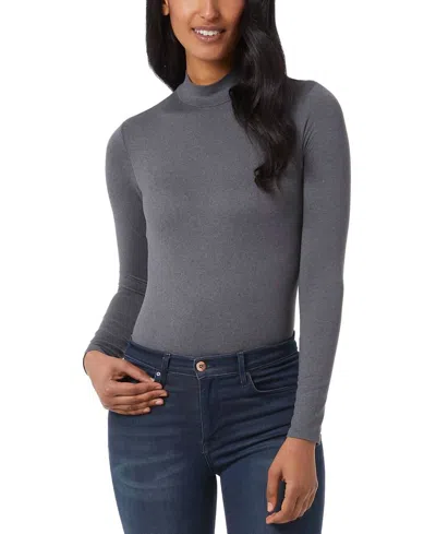 32 Degrees Mock-neck Bodysuit In Heather Charcoal In Gray