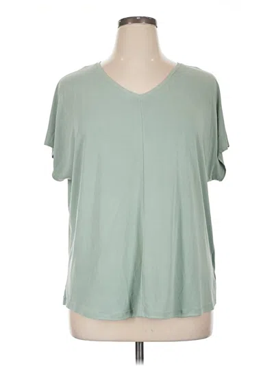 Pre-owned 32 Degrees Short Sleeve Top Green V-neck Tops