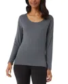 32 Degrees Women's Scoop-neck Long-sleeve Top In Heather Charcoal