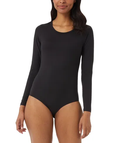 32 Degrees Women's Scoop-neck Long-sleeve Bodysuit In Black