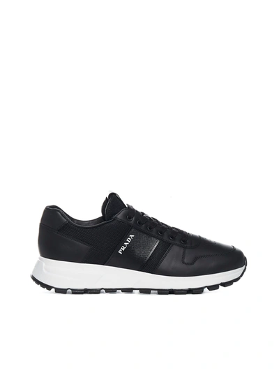 Prada Nylon & Leather Runner Sneaker In Black