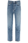 Agolde High-rise Straight Fit Riley Cropped Jeans 17cm In Frequency (blue)