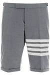 Thom Browne Medium Grey Plain Weave Suiting 4-bar Shorts In Med Grey (grey)