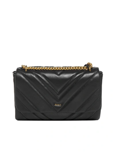 Dkny Shoulder Bag In Black Gold