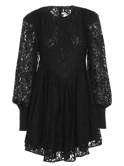 Rotate Birger Christensen Alison Gathered Corded Lace Mini Dress In Black