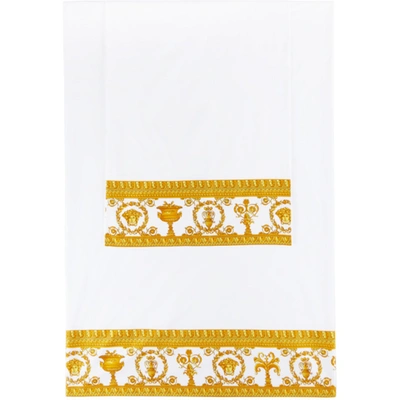 Versace White & Gold 'i Heart Baroque' Linen Set, Queen In Z7010 White